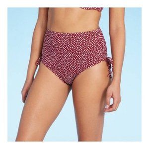 Women's Side-Cinch High Waist Medium Coverage Bikini Bottom Size S Small